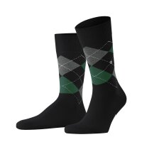 Burlington Herren Socken - King, Baumwolle, Rautenmuster, Logoemblem Schwarz/Grau/Grün 40-46