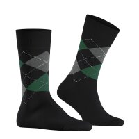 Burlington Herren Socken - King, Baumwolle, Rautenmuster, Logoemblem Schwarz/Grau/Grün 40-46