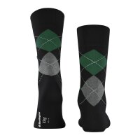 Burlington Mens Socks - King, Cotton, Diamond Pattern, Logo Emblem Black/Grey/Green 40-46