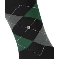 Burlington Mens Socks - King, Cotton, Diamond Pattern, Logo Emblem Black/Grey/Green 40-46