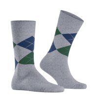 Burlington Herren Socken - King, Baumwolle, Rautenmuster, Logoemblem Hellgrau/Grün/Blau 40-46
