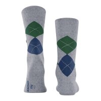 Burlington Herren Socken - King, Baumwolle, Rautenmuster, Logoemblem Hellgrau/Grün/Blau 40-46