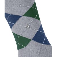 Burlington Mens Socks - King, Cotton, Diamond Pattern, Logo Emblem Light gray/green/blue 40-46