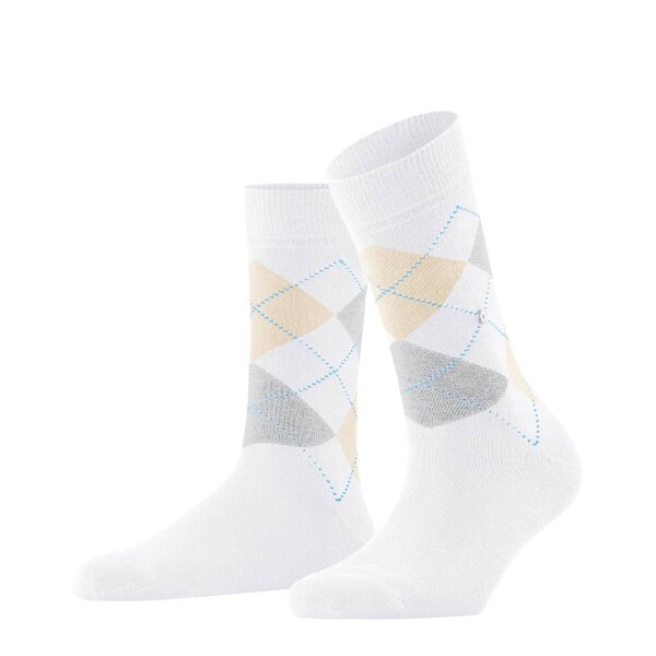 Burlington Ladies Socks - Queen, Short Socks, Cotton, Diamond pattern, Logo Emblem White/Grey/Beige