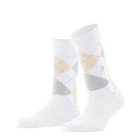 Burlington Damen Socken - Queen, Kurzstrümpfe, Baumwolle, Rautenmuster, Logoemblem Weiß/Grau/Beige