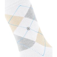 Burlington Damen Socken - Queen, Kurzstrümpfe, Baumwolle, Rautenmuster, Logoemblem Weiß/Grau/Beige
