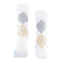 Burlington Ladies Socks - Queen, Short Socks, Cotton, Diamond pattern, Logo Emblem White/Grey/Beige