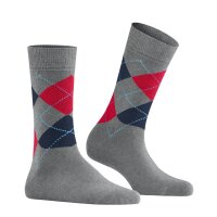Burlington Ladies Socks - Queen, Short Socks, Cotton, Diamond pattern, Logo Emblem Grey/Blue/Red