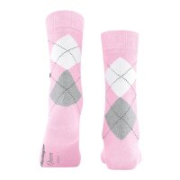 Burlington Damen Socken - Queen, Kurzstrümpfe, Baumwolle, Rautenmuster, Logoemblem Rosa/Weiß/Hellgrau