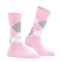 Burlington Ladies Socks - Queen, Short Socks, Cotton, Diamond pattern, Logo Emblem Pink/white/light gray