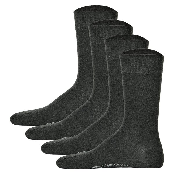 Hudson 4 Paar Herren Socken - Only 4-Pack, Strumpf, Komfortbund, Einfarbig Grau Melange 39-42