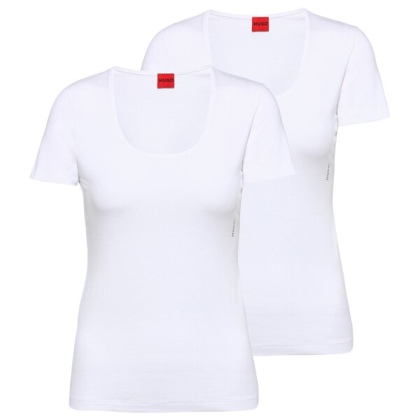 HUGO Ladies T-Shirt, 2-Pack - T-Shirt RN, Undershirt, Round Neck, Cotton, one color White M (Medium)