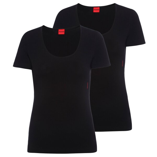 HUGO Damen T-Shirt, 2er Pack - T-Shirt RN, Unterziehshirt, Rundhals, Baumwolle, einfarbig Schwarz XL