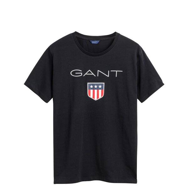 GANT Jungen T-Shirt - Teen Boys SHIELD Logo, Kurzarm, Rundhals, Baumwolle, uni Schwarz 134/140