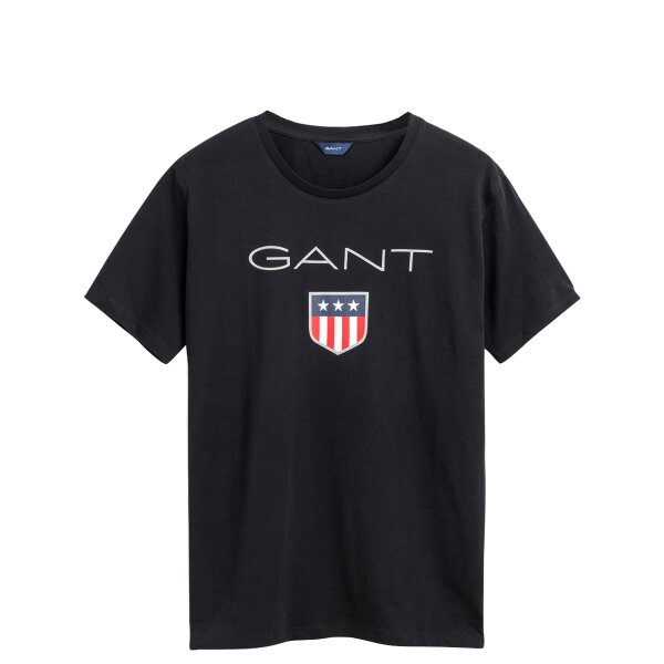 GANT Boys T-Shirt - Teen Boys SHIELD Logo, short-sleeved, round neck, cotton, uni Black 170
