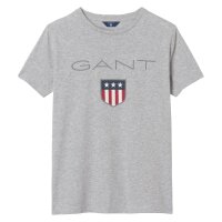 GANT Boys T-Shirt - Teen Boys SHIELD Logo, short-sleeved, round neck, cotton, uni Grey 146/152