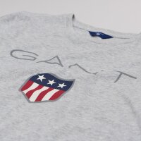 GANT Jungen T-Shirt - Teen Boys SHIELD Logo, Kurzarm, Rundhals, Baumwolle, uni Grau 146/152