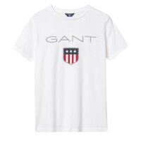 GANT Boys T-Shirt - Teen Boys SHIELD Logo, short-sleeved, round neck, cotton, uni White 134/140