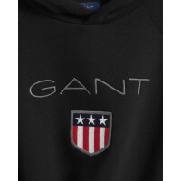GANT Jungen Sweatshirt - Teen Boys SHIELD Hoodie, Kapuzen-Pullover, Logo, uni Schwarz 122/128