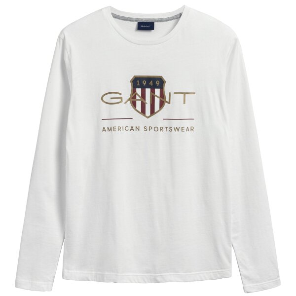 GANT Mens Long Sleeve T-Shirt - ARCHIVE SHIELD LS, Long Sleeve, Round Neck, Logo