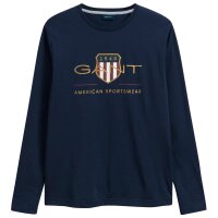 GANT Mens Long Sleeve T-Shirt - ARCHIVE SHIELD LS, Long Sleeve, Round Neck, Logo