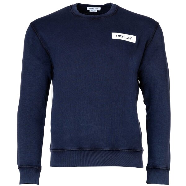 REPLAY Herren Sweatshirt - Sweater, Rundhals, Organic Cotton, Logo