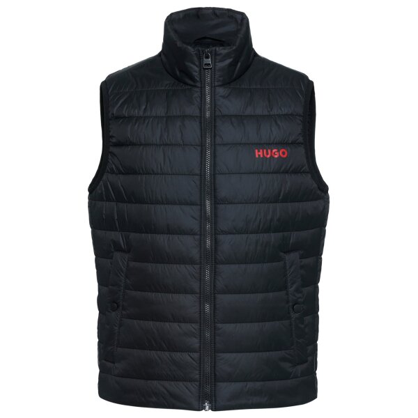 HUGO Mens Quilted Vest - Bentino2221, sleeveless jacket, zipper, stand-up collar, uni Black S (Small)