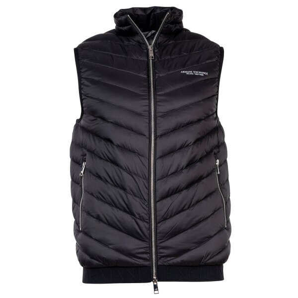 A|X ARMANI EXCHANGE Mens Down Vest - Quilted Vest, Zipper, sleeveless, solid color Black M (Medium)