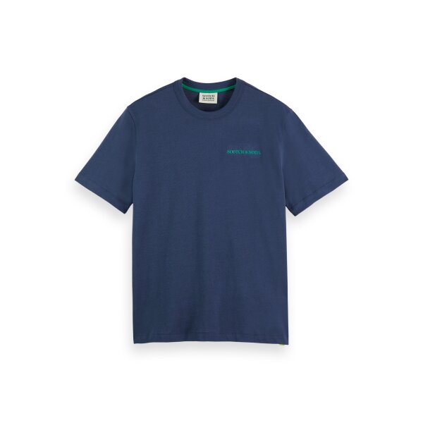 SCOTCH&SODA Mens T-Shirt - Logo, Round Neck, short Sleeve, Cotton, plain