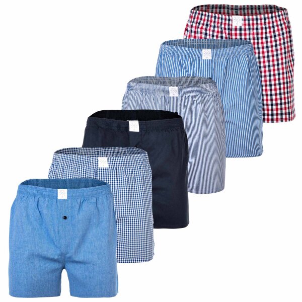 MG-1 Mens Woven Boxer, 6-pack - Classic Boxer Shorts, patterned, economy pack Red/Blue/Navy 2XL (2X-Large)