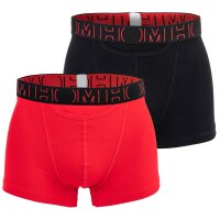 HOM Mens Boxer Shorts, 2-Pack - HOM Boxerlines #2, Cotton Black/Red S (Small)