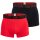 HOM Herren Boxer Shorts, 2er Pack - HOM Boxerlines #2, Baumwolle Schwarz/Rot S