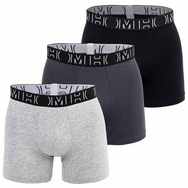 HOM Mens Long Boxer, 3-pack - Patrick #2, Long Boxer Briefs, Cotton, Solid Color