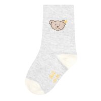 Steiff childrens unisex socks, 2-pack - organic cotton, teddy motif, uni/striped Grey 23-26