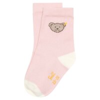 Steiff Kinder Unisex Socken, 2er Pack - Bio-Baumwolle, Teddy-Motiv, uni/gestreift Rosa 23-26