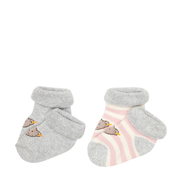 Steiff baby unisex socks, 2-pack - organic cotton, teddy motif, uni/striped
