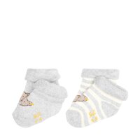 Steiff Baby Unisex Socken, 2er Pack - Bio-Baumwolle, Teddy-Motiv, uni/gestreift