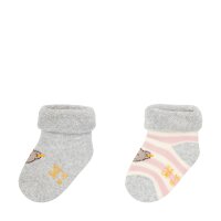 Steiff baby unisex socks, 2-pack - organic cotton, teddy motif, uni/striped Light Pink 17-18