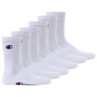 Champion Unisex Socken, 6 Paar - Crew Socken Basic Weiß EU 35-38