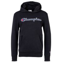 Champion Kids Unisex Hoodie - Sweater, Cotton, Hood, Pocket, Logo, Solid Color Black XS