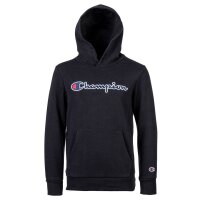 Champion Kids Unisex Hoodie - Sweater, Cotton, Hood, Pocket, Logo, Solid Color Black XS