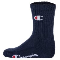 Champion Childrens Socks, 3-Pack - Crew Socks, solid Colour Blue/White/Black 27-30