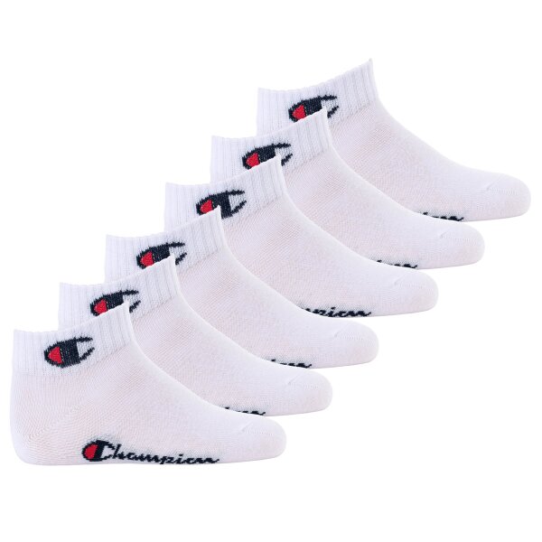 Champion Kinder Socken, 6er Pack - Quarter, einfarbig Weiß 27-30