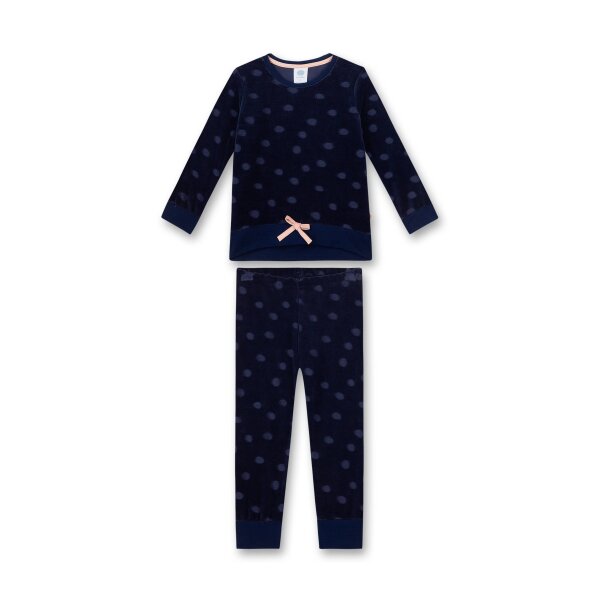 Sanetta Mädchen Schlafanzug - Nachtwäsche, Pyjama, Bio-Baumwolle, Punkte, Rundhals, lang