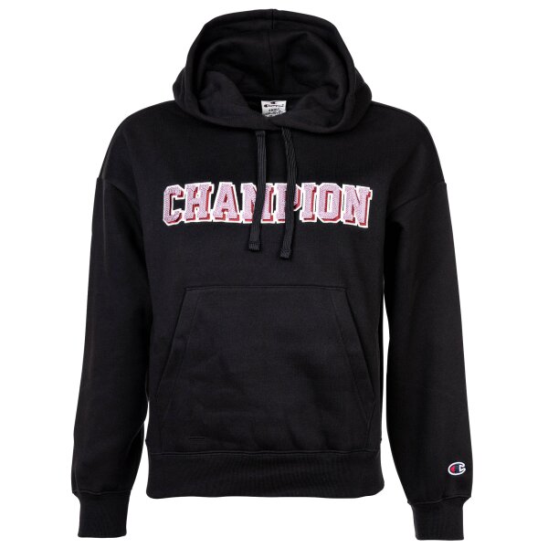 Champion Ladies Sweatshirt - Hoodie, Hood, Kangaroo Pocket, Logo, Plain Black S (Small)