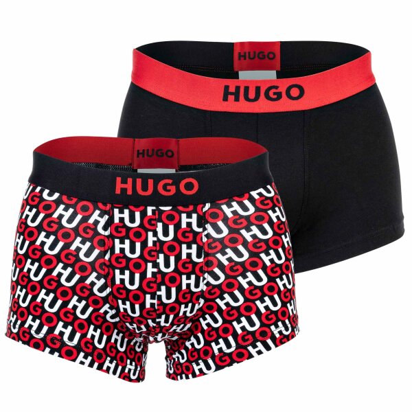 HUGO Herren Boxershorts, 2er Pack - TRUNK BROTHER PACK, Logo, Cotton Stretch