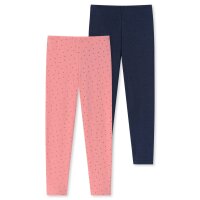 SCHIESSER girls leggings, 2-pack - sweatpants, cotton, pattern, solid color