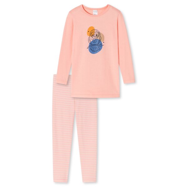 SCHIESSER Girls Pajamas - Pyjamas, Cotton, Owl, Stripes, long Pink 116