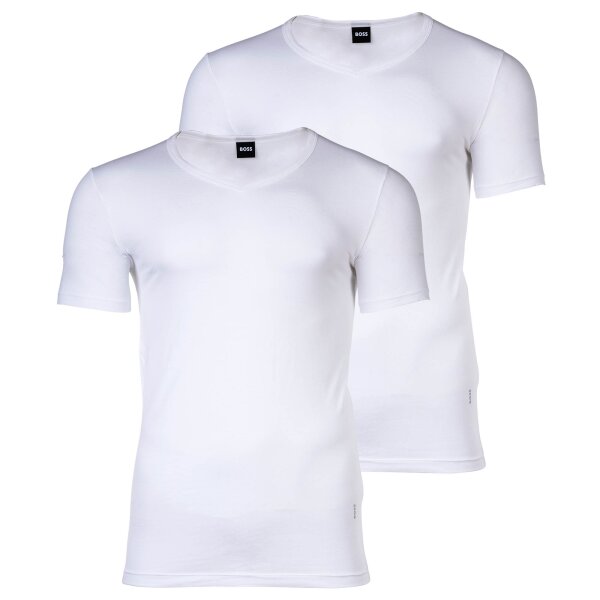 BOSS Herren T-Shirt, 2er Pack - TShirtVN 2P Modern, Unterhemd, V-Neck, Stretch Weiß S