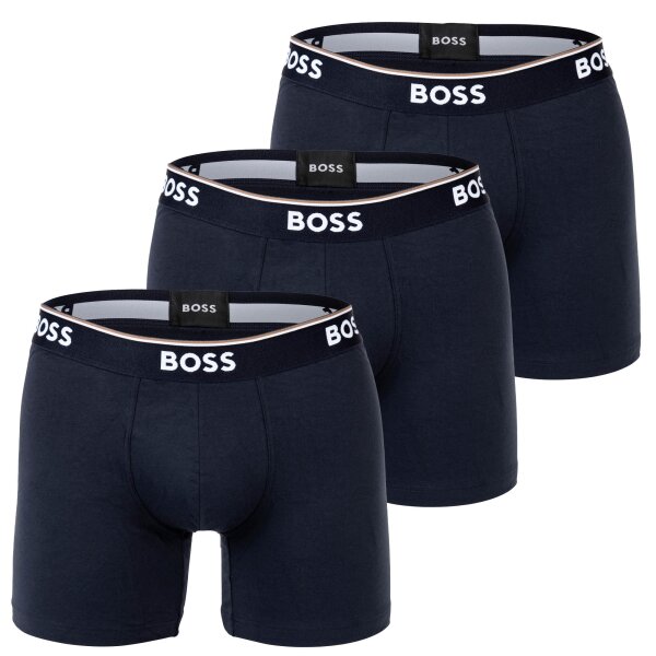 BOSS mens boxer shorts, 3-pack - Boxer Briefs 3P Power, Cotton Stretch, Logo Dark blue L (Large)